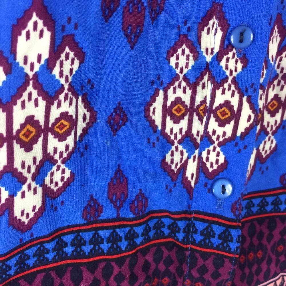 Anthropologie Maeve Woodland Walk Blue Boho Popover Button Top Size 8 - Picture 11 of 15